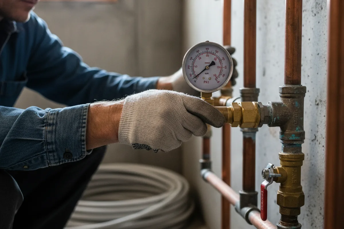 Pressure testing a repaired line during Water Line Repair in Wilton